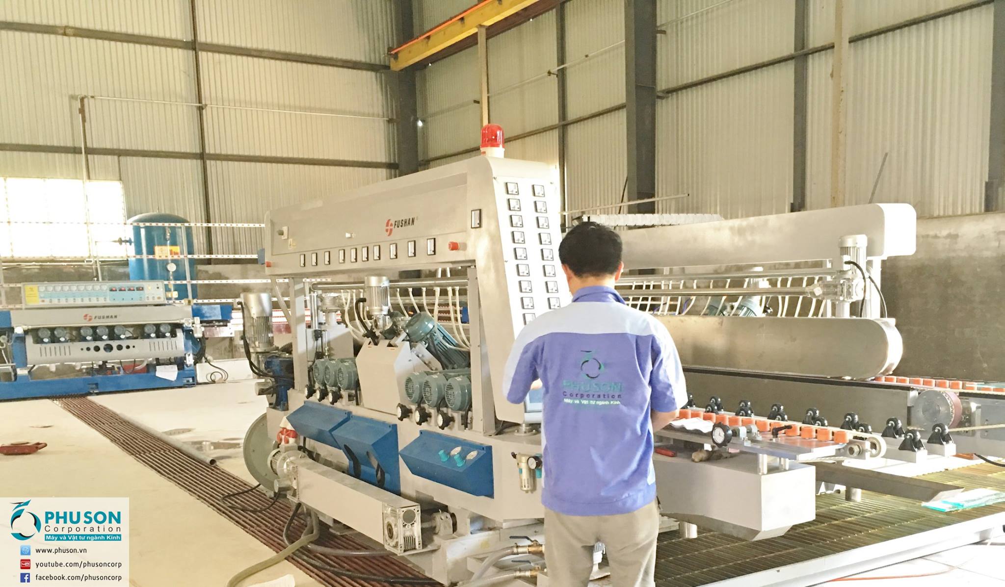 FUSHAN Glass Double Edging Machine at BTV GLASS factory