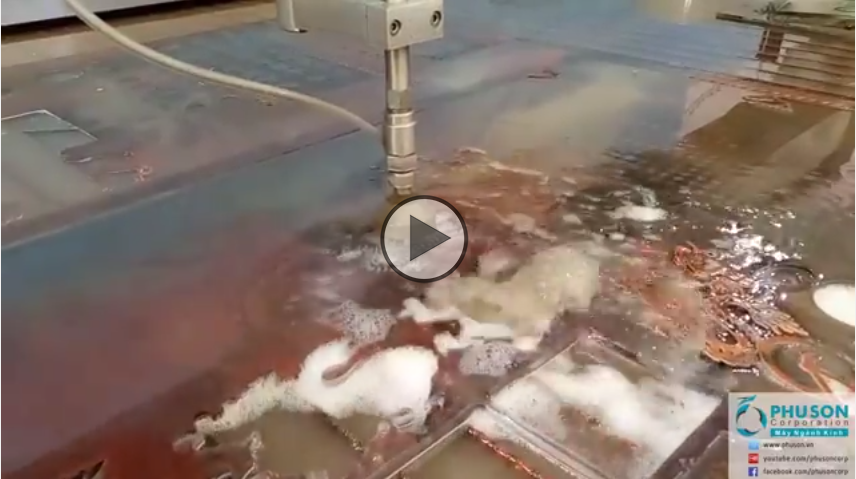 Máy cắt tia nước PX WATER JET tại nhà máy ANH TUAN GLASS
