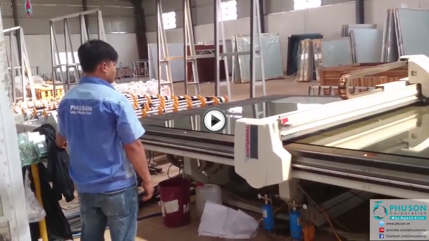 INTERMAC automatic system of loading + cutting + breaking glass at ANH TUAN GLASS.