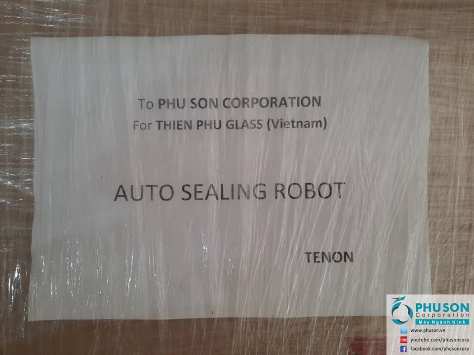 Robot bơm keo tự động và các thiết bị sản xuất kính hộp cách âm cách nhiệt tiết kiệm năng lượng TENON cho nhà máy THIEN PHU GLASS.