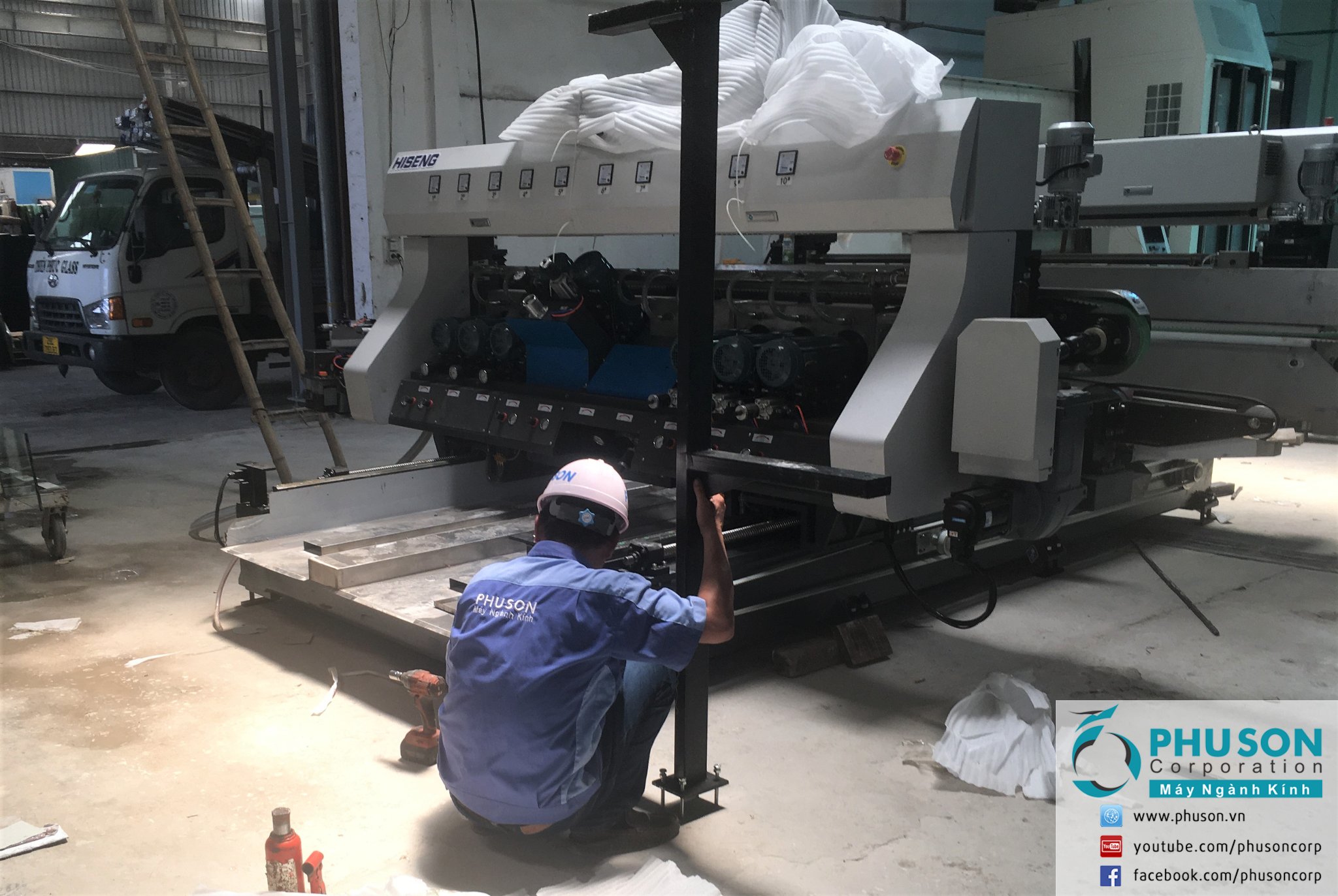 Completed the installation and delivery of HISENG automatic glass polishing machine at THIEN PHUC GLASS factory.