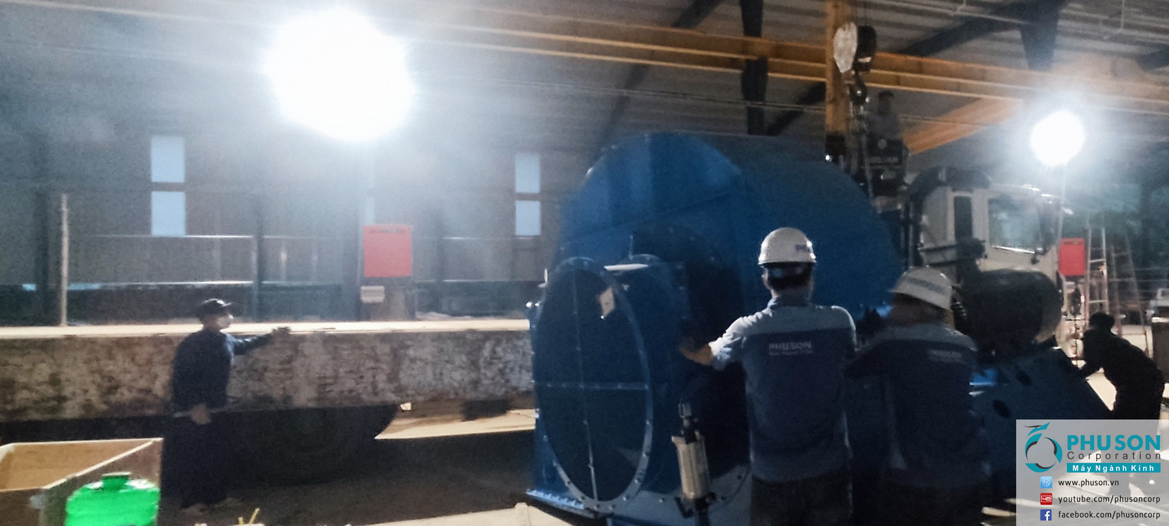 Continues to work day and night to install the automatic production line of YUEGAO tempered glass at QUANG HUY GLASS factory