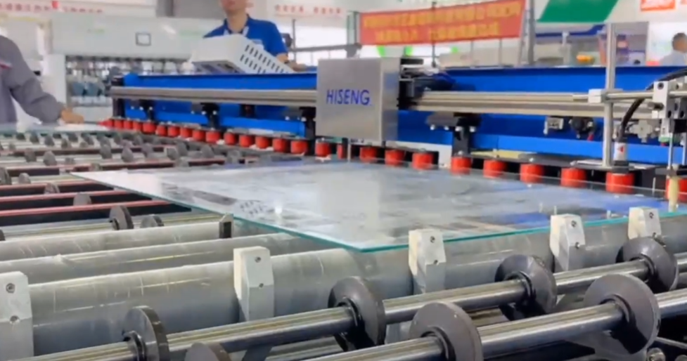 HISENG super-fast double-edge glass straight edge grinder at Shanghai exhibition 2023